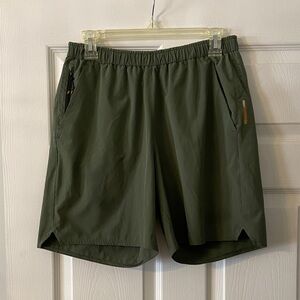 REI Olive Green Men's Shorts size M inseam 5” waist elastic see all photos